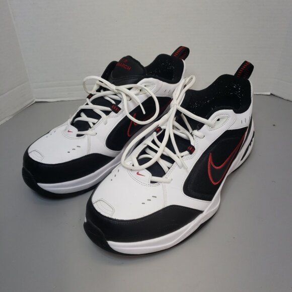 Nike Mens Air Monarch IV 416355-101 White black red Running Shoes Sneakers Sz 13 - Picture 1 of 12